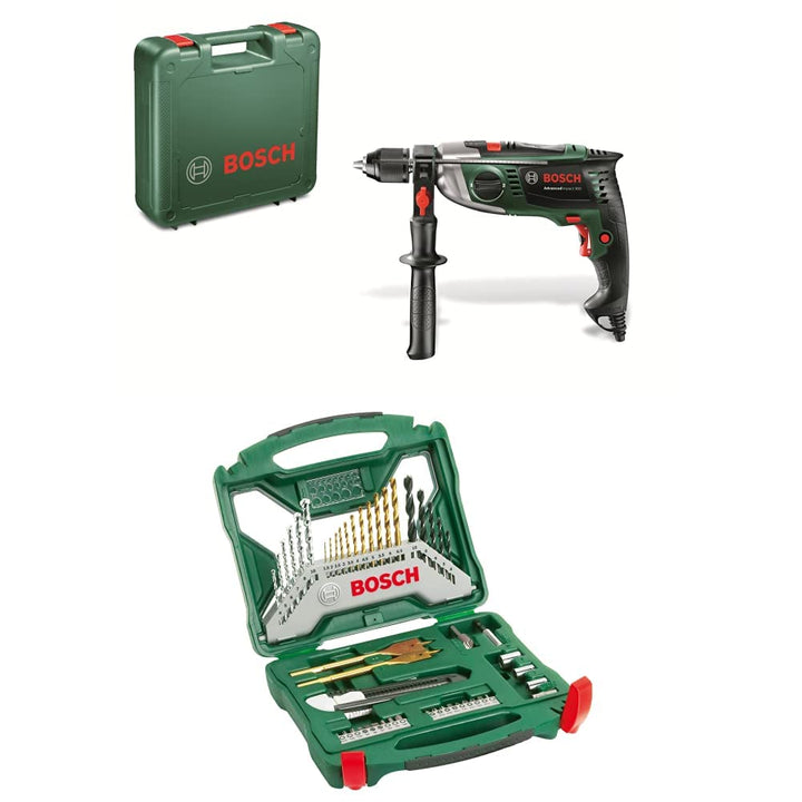 Bosch Schlagbohrmaschine AdvancedImpact 900 (Zusatzhandgriff, Tiefenanschlag, Koffer) + 50tlg. X-Lin