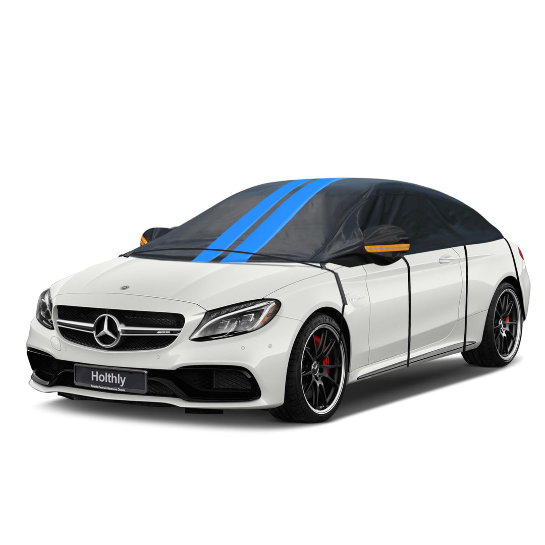 Halbgarage für Auto Winter,PKW Halbgarage Oben Wasserdicht Atmungsaktiv Autoabdeckung,Abdeckplane Ha