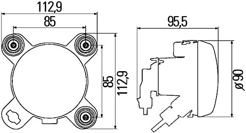 HELLA 1K0 247 043-167 FF/Halogen-Hauptscheinwerfer - 90mm Performance - 12V - rund - Einbau - gehärt
