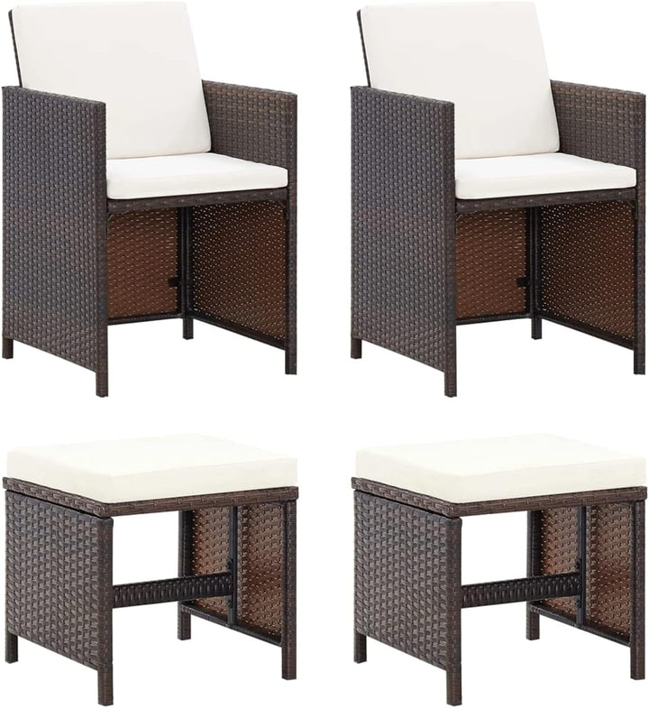Tidyard Gartenstuhl Hocker Set 4-TLG.Sitzhocker Fusshocker Gartenhocker Gartensessel Essstuhl Stuhl