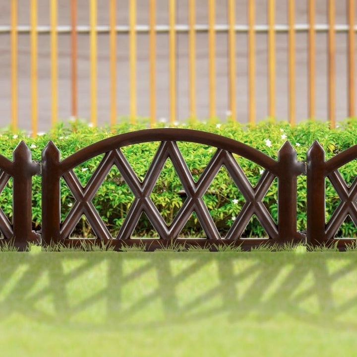Vilde Gartenpalisade 300 cm | 6 Stück 50x30 cm | Zierzaun in Braun 3m/ 50x30 cm Braun, 3m/ 50x30 cm