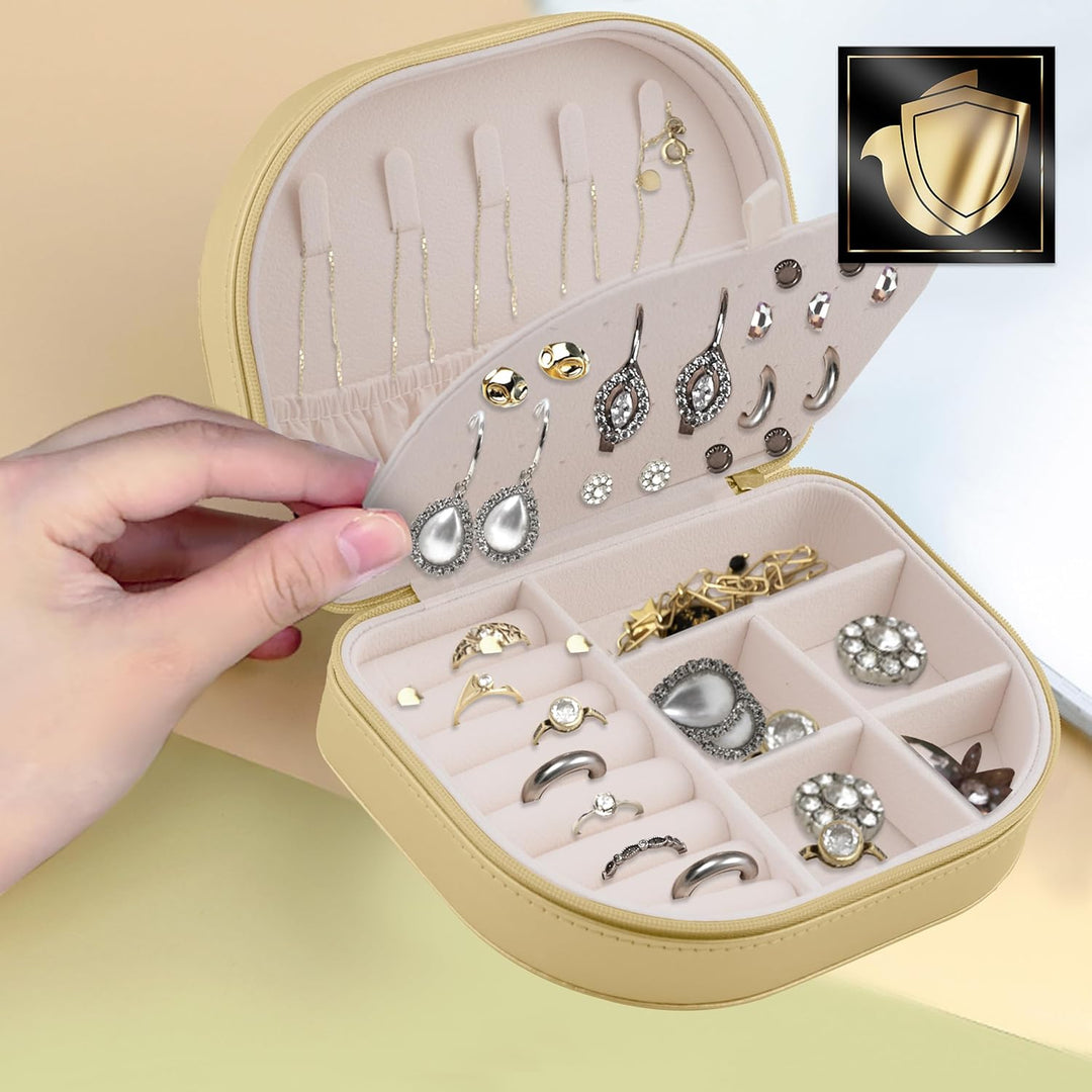 Schmuckkästchen Schmuckbox Reise Schmucketui Klein Schmuckaufbewahrung Organizer Tragbar 16,5 x 12 x