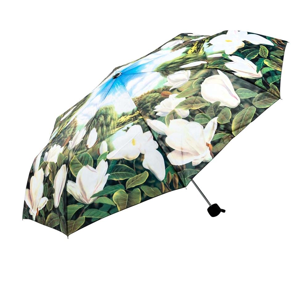 LUCKYWEATHER Regenschirm Taschenschirm Mini Damen Motiv Magnolien I Taschenschirme klein und stabil