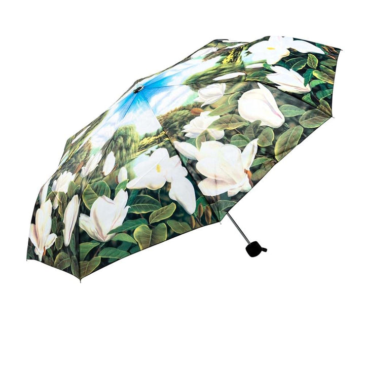 LUCKYWEATHER Regenschirm Taschenschirm Mini Damen Motiv Magnolien I Taschenschirme klein und stabil