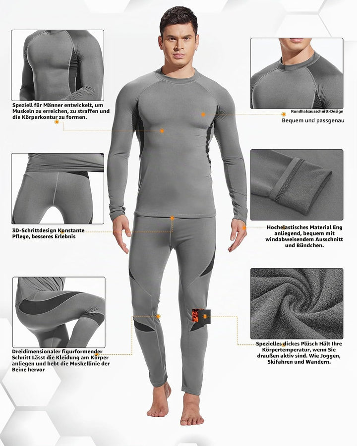 UNIQUEBELLA Thermo Unterwäsche Set, Funktionswäsche Herren Skiunterwäsche Winter Suit Ski Thermo-Unt