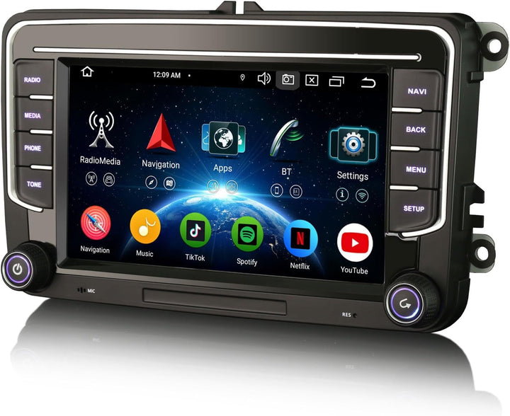 Erisin Android 14 4GB+64GB 8-Kern Autoradio Bluetooth GPS Navi für VW T6 Polo Crafter Amarok Caddy Š