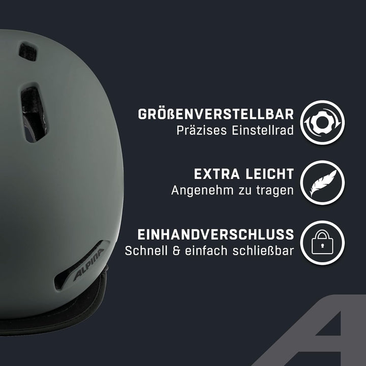 ALPINA BROOKLYN - Beleuchteter, Robuster und Komfortabler Urban Fahrradhelm Mit LED-Licht Für Erwach