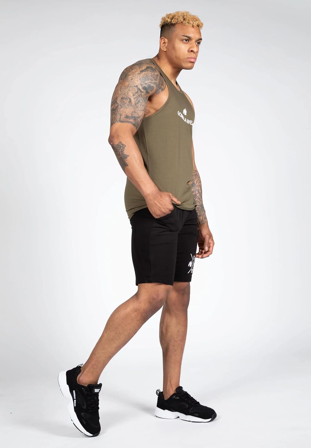 Gorilla Wear - Carter Stretch Tank Top - schwarz - Bodybuilding Sport Alltag Freizeit mit Logo Aufdr