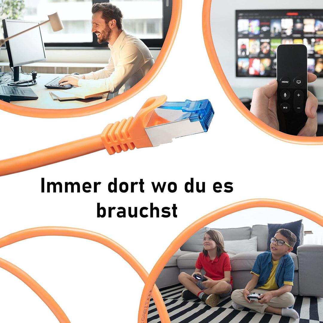 BIGtec - 10 Stück - 0,5m CAT.7 Gigabit Patchkabel Netzwerkkabel orange Kupferkabel Patch Ethernt LAN