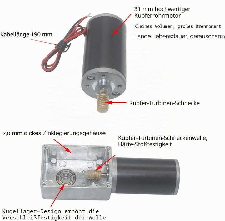 Fafeicy 12V 30RPM Schneckengetriebemotor, hohe Torsionsgeschwindigkeit - Reduzieren Sie die umschalt