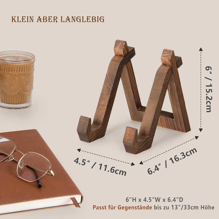 ANBOXIT Tellerständer Holz - 3 Stück Tellerhalter Ständer Es Kann als Display Ständer, Fotoständer,