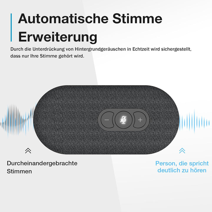 USB Konferenzlautsprecher mit Mikrofon für Home Office-Anrufe, Konferenzmikrofon mit Smarter Stimmfi
