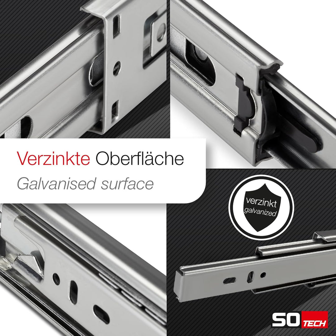 1 Paar Vollauszüge KV2-35-H45-L700-SE mit Selbsteinzug Länge 700 mm Höhe 45 mm Führungsschienen bela