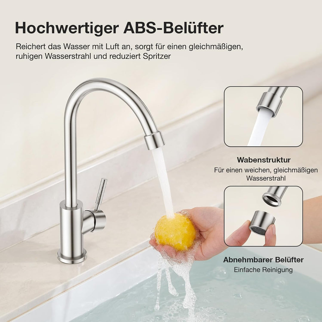 Faustina Spültischarmatur Wasserhahn Armatur Küche, Einhebelmischer Küchenarmatur Hochdruck Einhand-