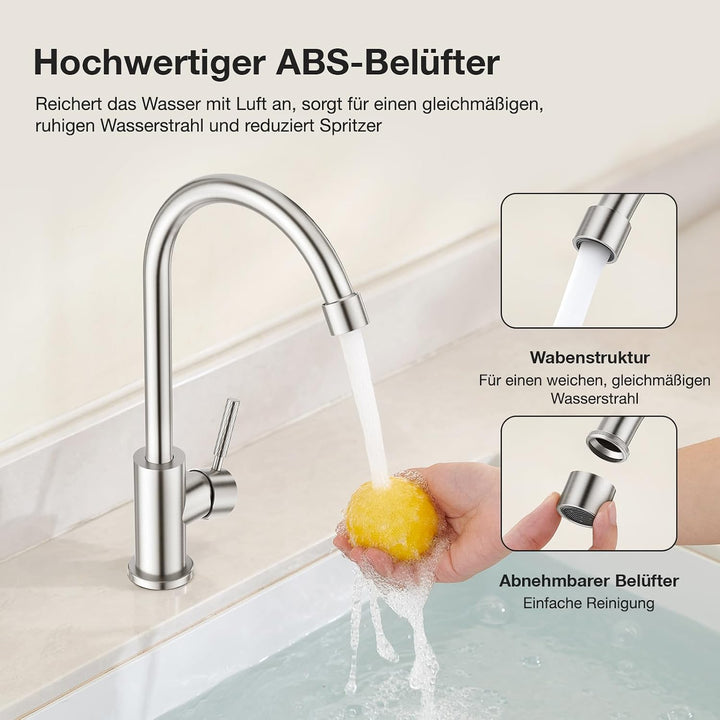 Faustina Spültischarmatur Wasserhahn Armatur Küche, Einhebelmischer Küchenarmatur Hochdruck Einhand-
