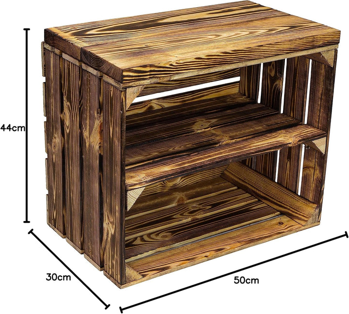 Kistenkolli Altes Land 2er Set Obstkiste aus Holz &amp; Holzplanken Schuhschrank Hocker Sitzbank Weinabl
