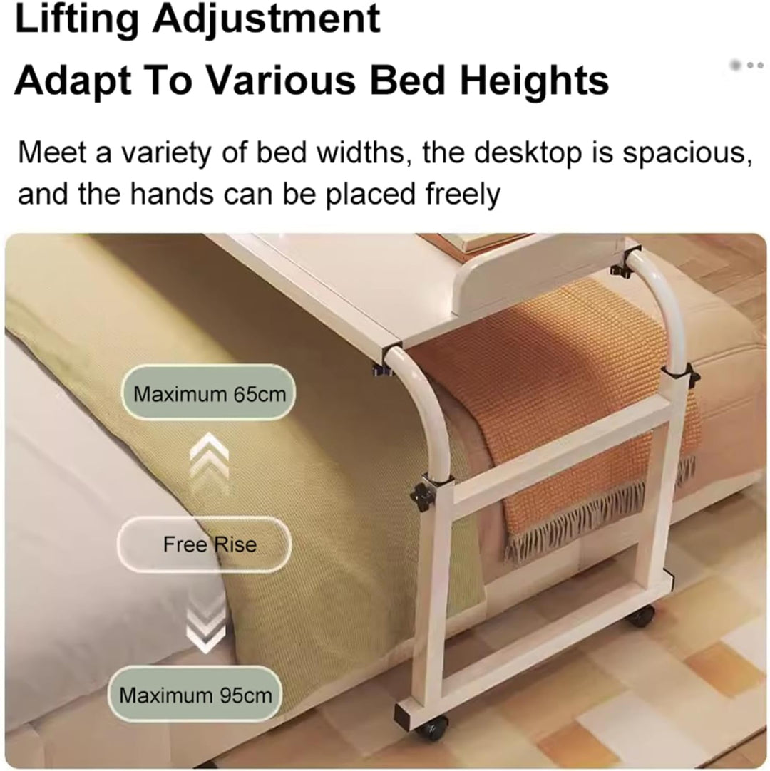 GXQFC Über-Betttisch auf Rollen Höhenverstellbar 65-95 cm/Breitenverstellbar 115-210 cm, Overbed Tab
