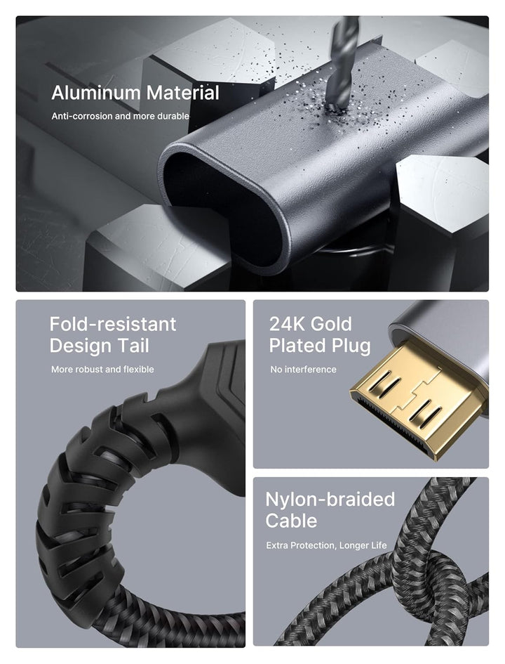 JSAUX Mini HDMI auf HDMI Adapter [2 Stück], Mini HDMI Stecker auf HDMI Buchse Adapter Kabel mit 4K 6