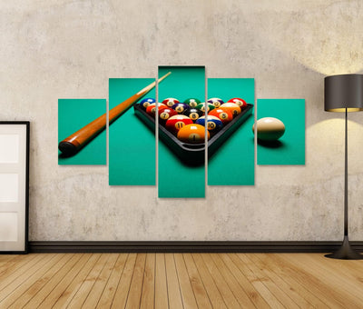 Bild auf Leinwand Billard Kugeln auf Einem Billardtisch Wandbild Poster Kunstdruck Bilder Format: 17