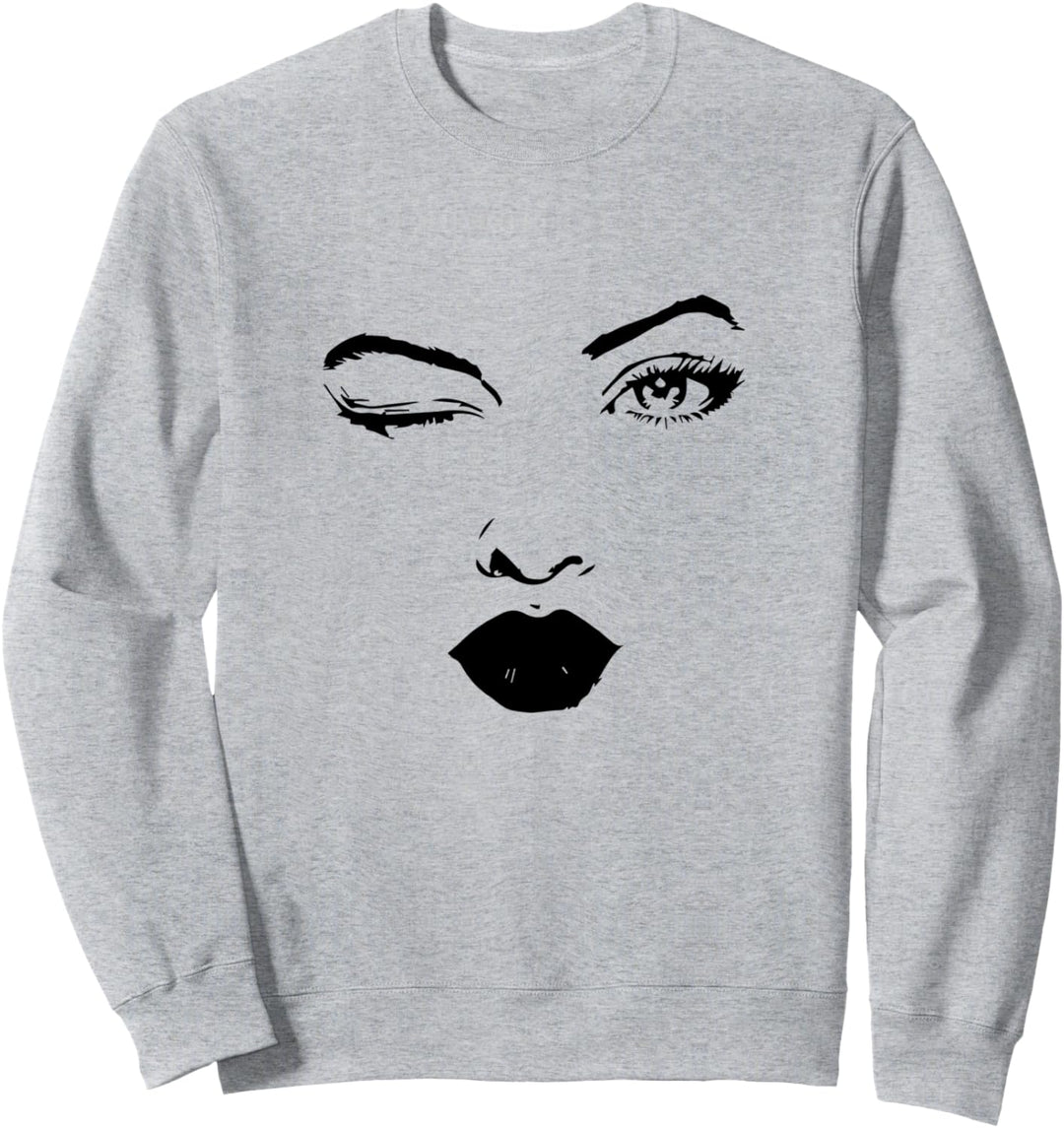 Frauengesicht Augen Mund Damen Mädchen Sweatshirt