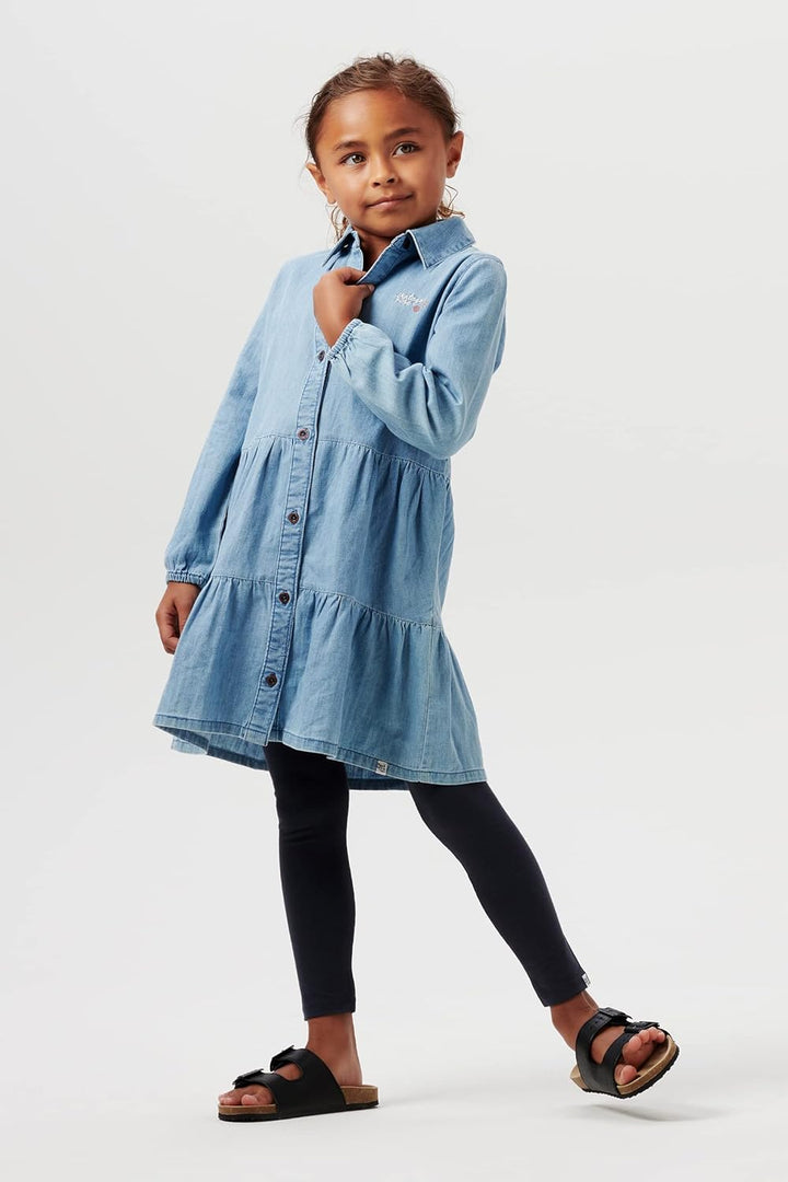 Noppies Mädchen Girls Dress Poseyville Long Sleeve Kinderkleid 122 Light Blue - P191, 122 Light Blue