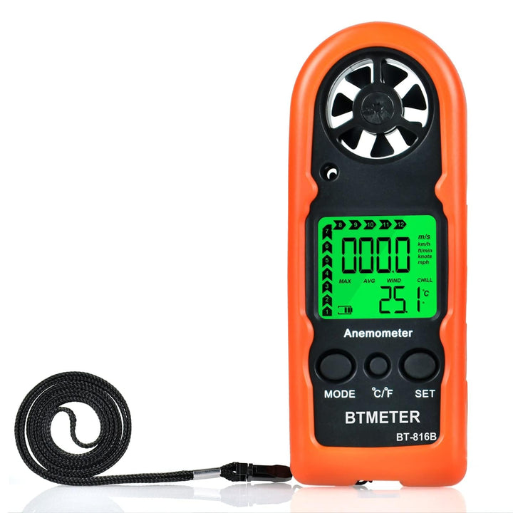 BTMETER Anemometer Handheld, BT-816B Digitaler Windmesser windmessgerät 0.3~30 m/s misst Windgeschwi
