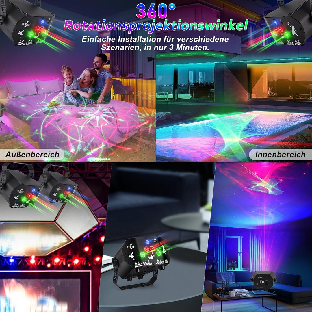 Fwiull Discolicht Partylicht mit Fernbedienung, 3 in 1 Musikgesteuert Disco Licht Party Lichter mit