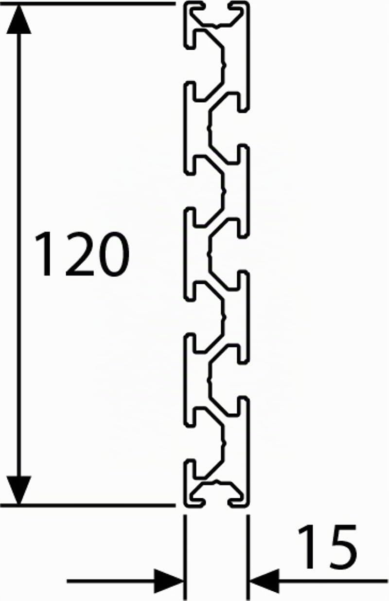 Aluminiumprofil 120X15L B-Typ Nut 8 (leicht), silber eloxiert. Aluminium Profil 120X15 Alu Profil 12