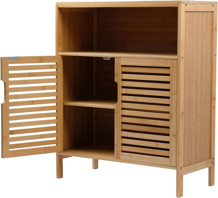 Badezimmerschrank Bambus Badregal Badschrank mit 3 Ablagen 81 x 65 x 31 cm Natural