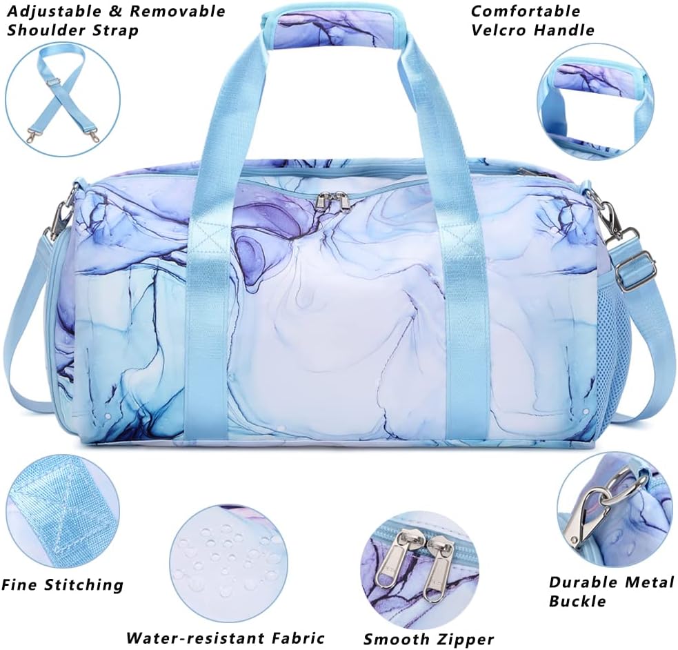 Sporttasche Mädchen Reisetasche Kinder Mädchen Trainingstasche mit Schuhfach Schwimmtasche mit Nassf