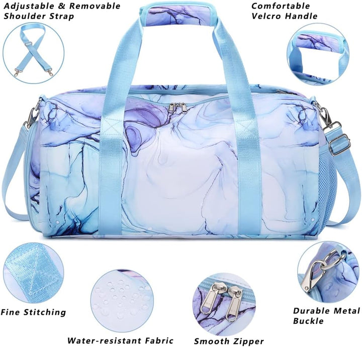Sporttasche Mädchen Reisetasche Kinder Mädchen Trainingstasche mit Schuhfach Schwimmtasche mit Nassf
