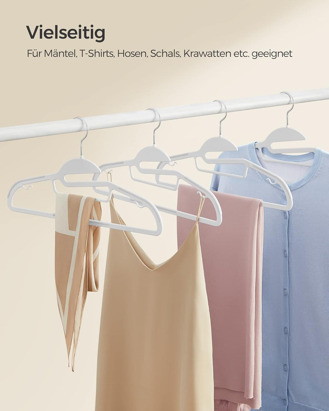 SONGMICS Kleiderbügel Kunststoff, 20er Set, Bügel mit U-förmiger Öffnung, platzsparend, 0,5 cm dick,