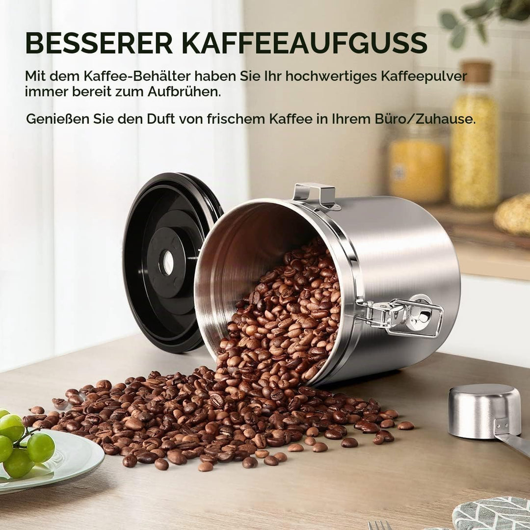 Kaffeekanister luftdichter Kaffeebehälter, luftdichter Edelstahlspeicherbehälter mit Schaufel, Kaffe