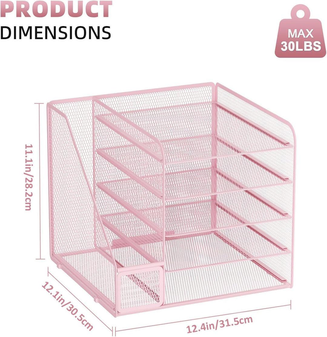 Marbrasse Schreibtisch Organizer und Büro Zubehör,5-Tier Briefablage,Mesh Büro Organizer für Schreib