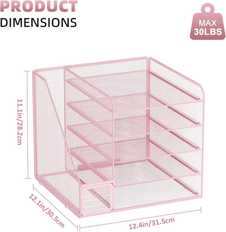 Marbrasse Schreibtisch Organizer und Büro Zubehör,5-Tier Briefablage,Mesh Büro Organizer für Schreib