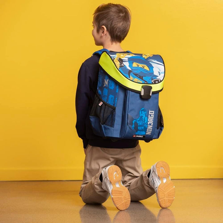 Familando - Schulranzen Set 7-teilig mit Sporttasche - Ninjago Blau - Ergonomisch, stabil & mit gepo