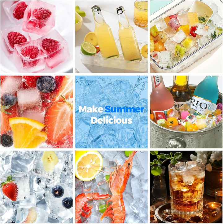 Grosse Eiswürfelform, 4-teilig, Eiswürfelform aus Silikon mit Deckel für Whisky, Cocktails, Bier, We
