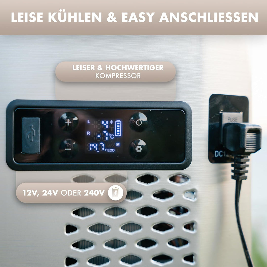NATURBUMMLER Kompressor Kühlbox mit Vakuum-Isolierung [VAC-CORE] Reisekühlschrank 12V 230V mit Dual-