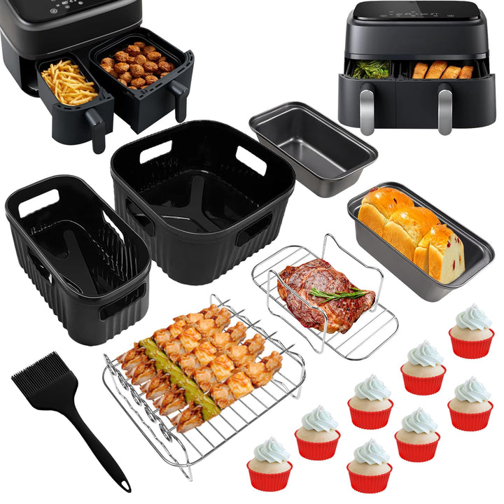 YINGRACE Airfryer Zubehör für Philips Airfryer Dual Basket 3000 Series NA350, 5000 Series NA550, 8PC