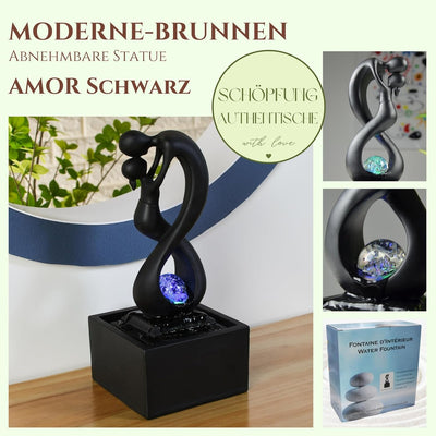 Zen'Light - Moderner Zimmerbrunnen Amor Schwarz mit Farbigem LED-Licht - Abnehmbare Skulptur - Zeitg