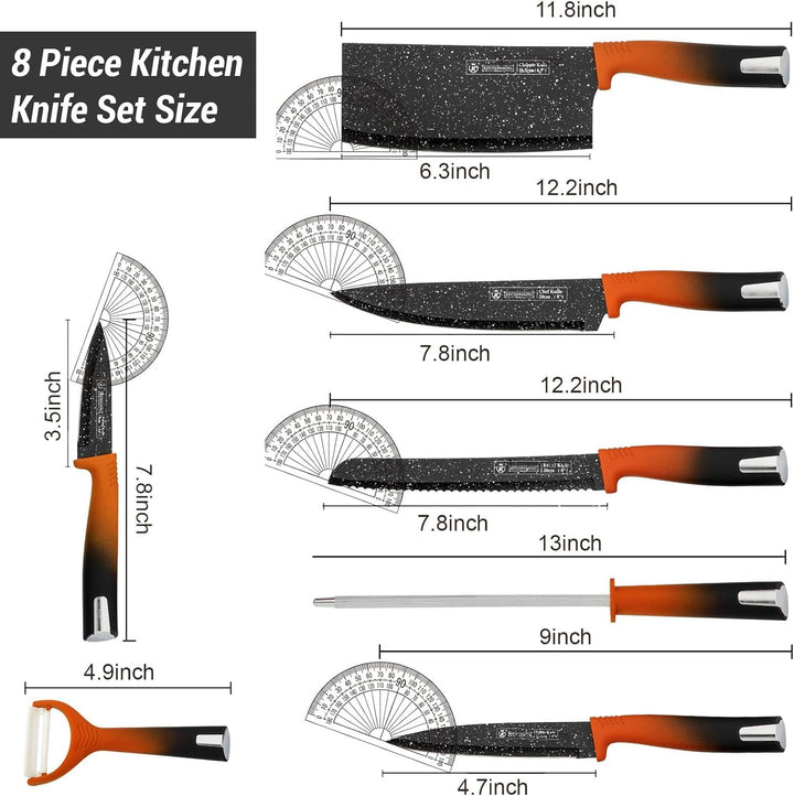 Küchenmesserset, 8PCS Edelstahl Messerblock Set mit 360 Grad drehbarem Acrylständer, Ultra scharfes