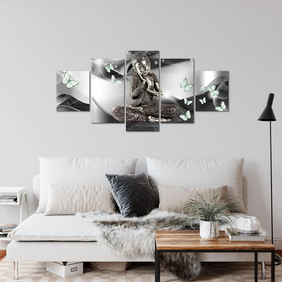 Runa Art Wandbilder Buddha Feng Shui 5 Teilig Bild auf Vlies Leinwand Deko Wohnzimmer Schlafzimmer S