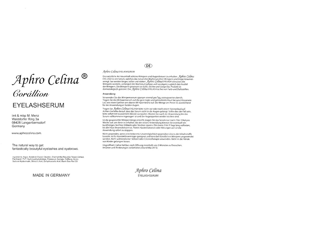 Aphro Celina Corállion Wimpernserum, 1er Pack (1 x 3 ml)