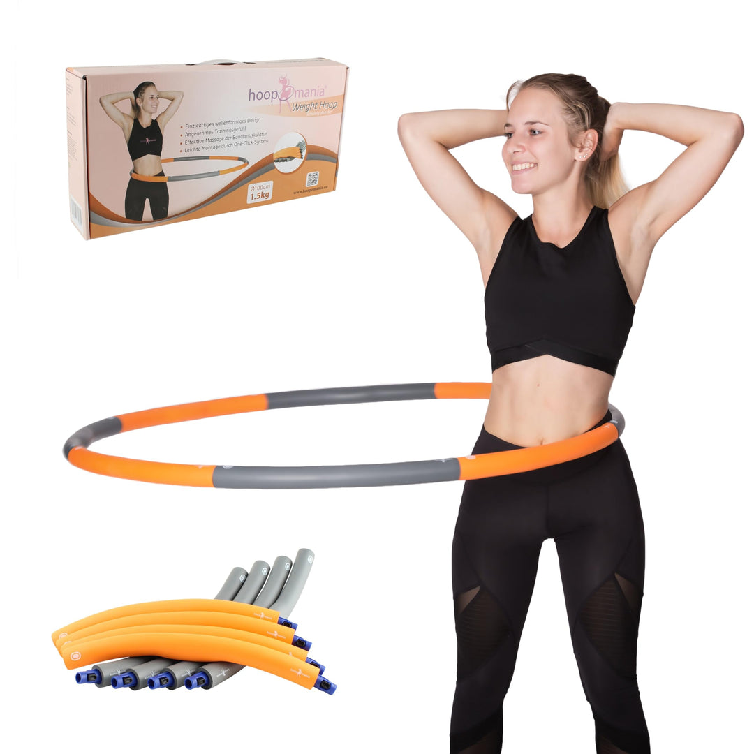 HOOPOMANIA Hula Hoop Reifen Erwachsene [1,2 – 2 kg] Hula Hoop für Anfänger mit Schaumstoff Weight Ho