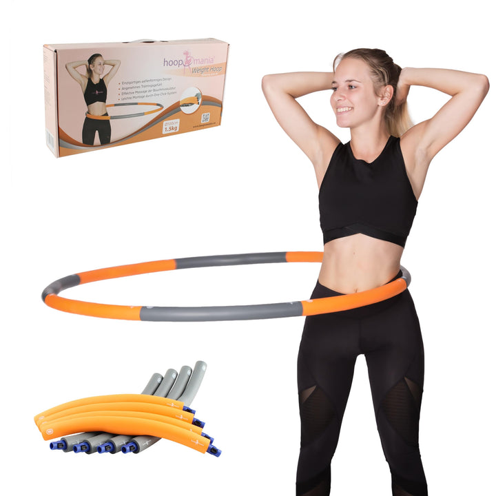 HOOPOMANIA Hula Hoop Reifen Erwachsene [1,2 – 2 kg] Hula Hoop für Anfänger mit Schaumstoff Weight Ho