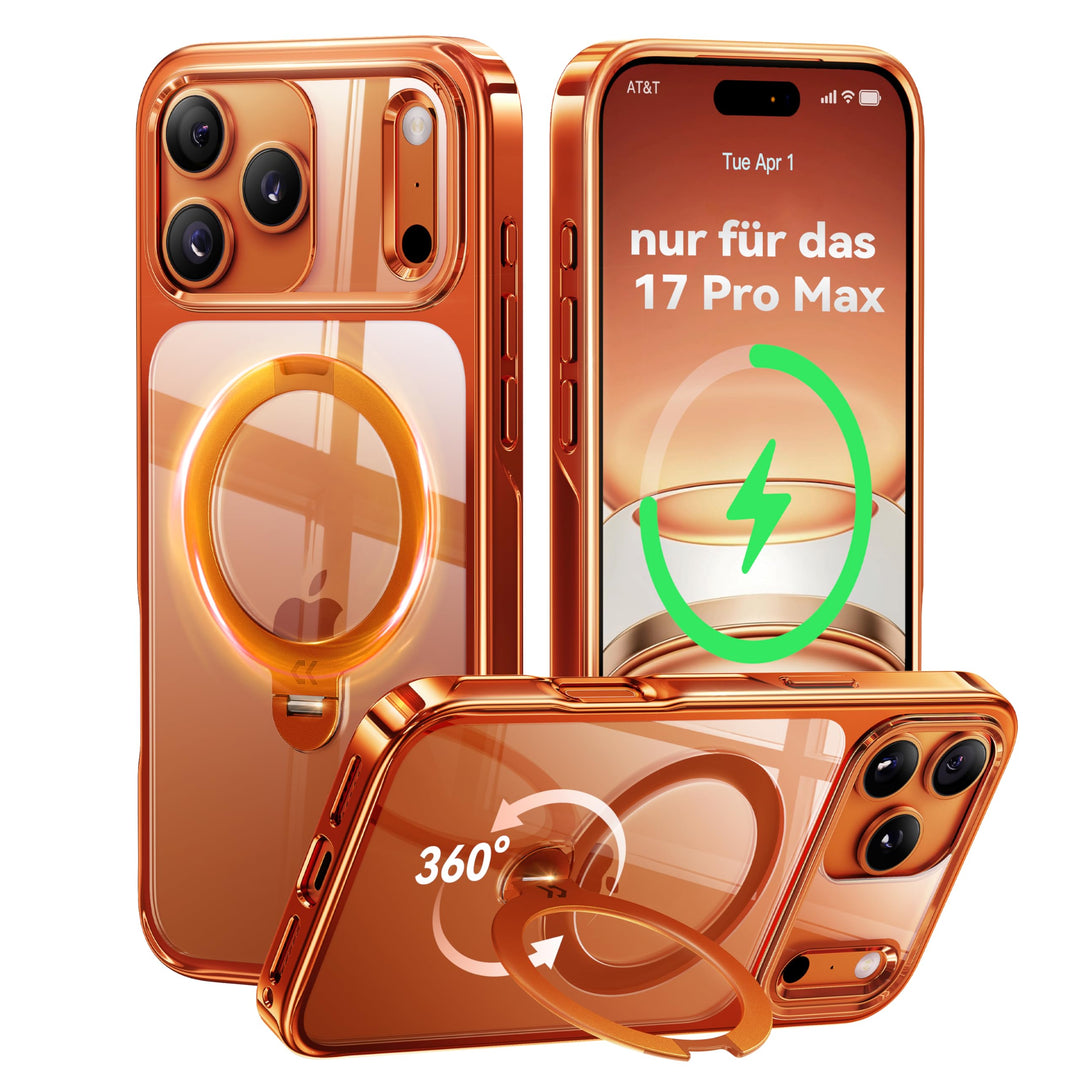 CASEKOO Cosmic Orange für iPhone 17 Pro Max Hülle für MagSafe [360 Drehständer] [Kameraschutz & Mili