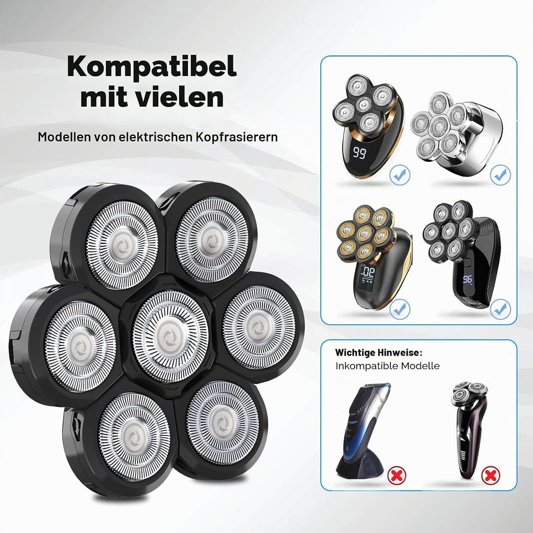 7D Elektrisch Rasierkopf, 7 Köpfe Ersatz-Rasierkopfklinge Universal Schnelle Doppelring Haarschneide