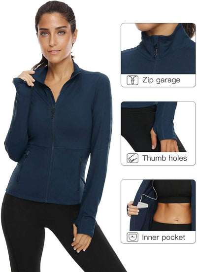 VUTRU Damen Laufjacke Hoher Kragen Leicht Sportjacke Langarm Yoga Shirt Fitness Jacke Atmungsaktive