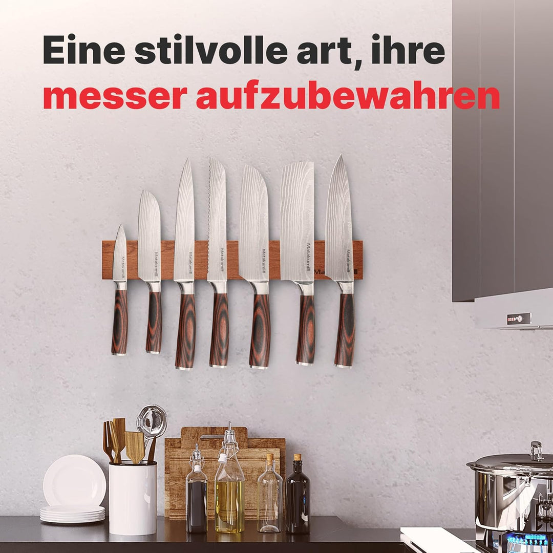 Matakumi Magnetleiste Messer 40x6cm Akazienholz - Messerleiste Magnetisch Selbstklebend oder Schraub