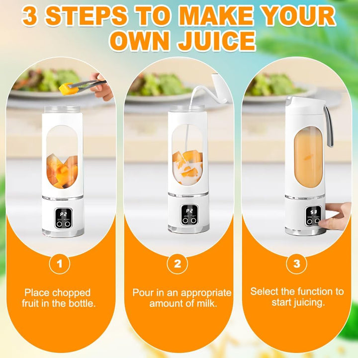 Tragbarer Mixer Smoothie Maker To Go, Pengrity 450 ML Portable Blender, mit LED Display, 12 Klingen,